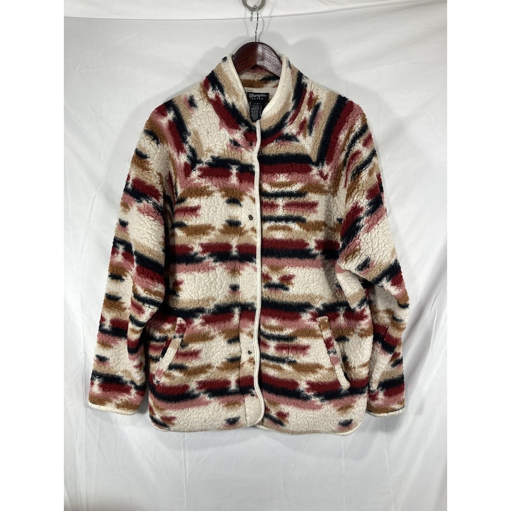 Wrangler Women's Retro Vintage Sherpa Aztec Jacket Size XL Missing 1 Button